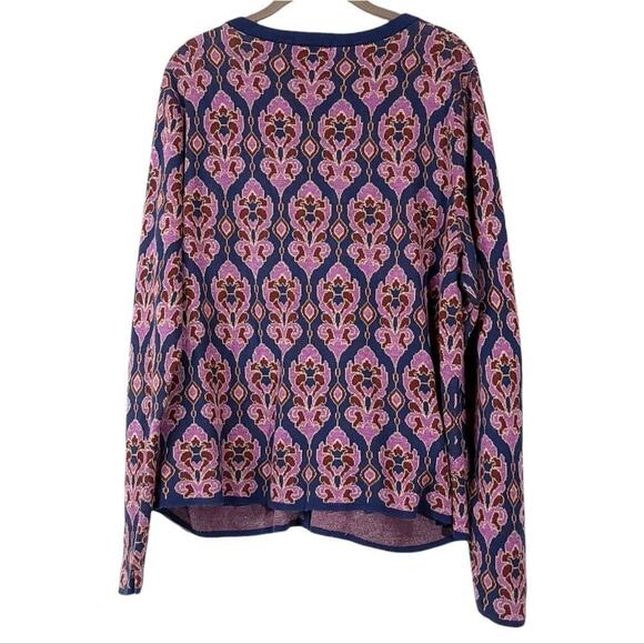 Lands' End Supima Pocket Cardigan Purple Sno Heather Tapestry Size Large 14 -16 - Picture 2 of 4